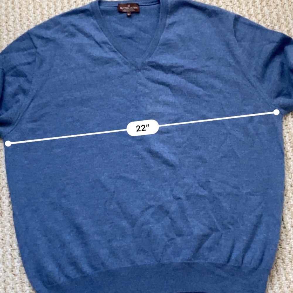 BUTTON DOWN SF | 100% Virgin Wool Light Blue Classic V-Neck Sweater XL - Picture 14 of 14